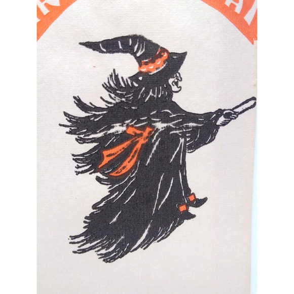 Halloween Candy Goodie Loot Bag Witch Flying On Broom Trick Or Treat Fantasy - Picture 3 of 4